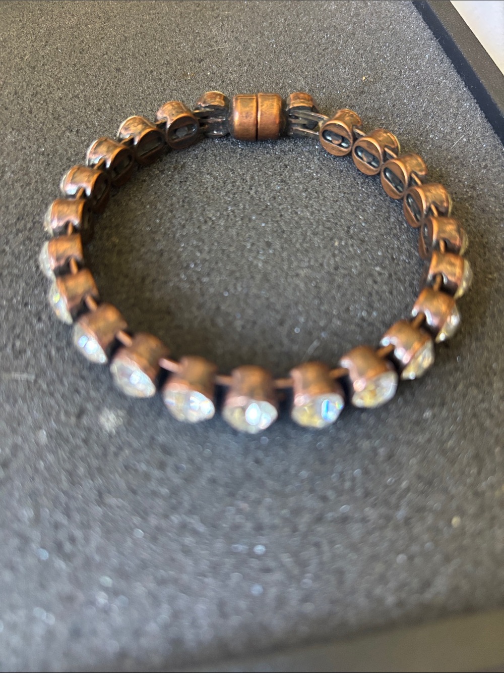 Plunder Design Crystal Antiqued Copper Tone Magnetic Bracelet.